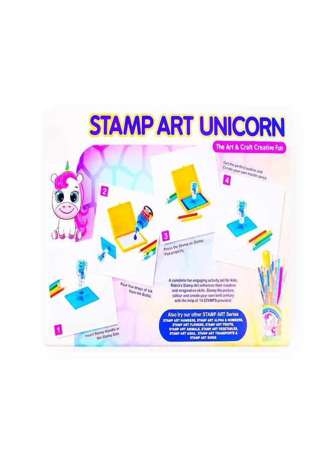 JAPSI Stamp Art Paint Unicorn Kit | Art & Craft Creative Fun Activity Kit for Kids | Stamping & Coloring Set | DIY Kit for Boys & Girls | 14 Different Patterns | Age 4 Years and Above - Image 3